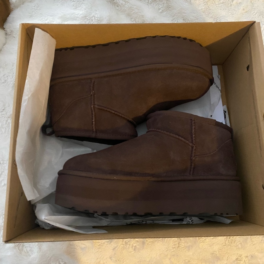 UGG Dark Cedar Mini Platforms NWT